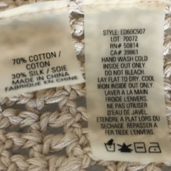 Elie Tahari Silk Cotton Shrug Cardigan Tan Gold Metallic Holiday Christmas Party - Picture 5 of 6